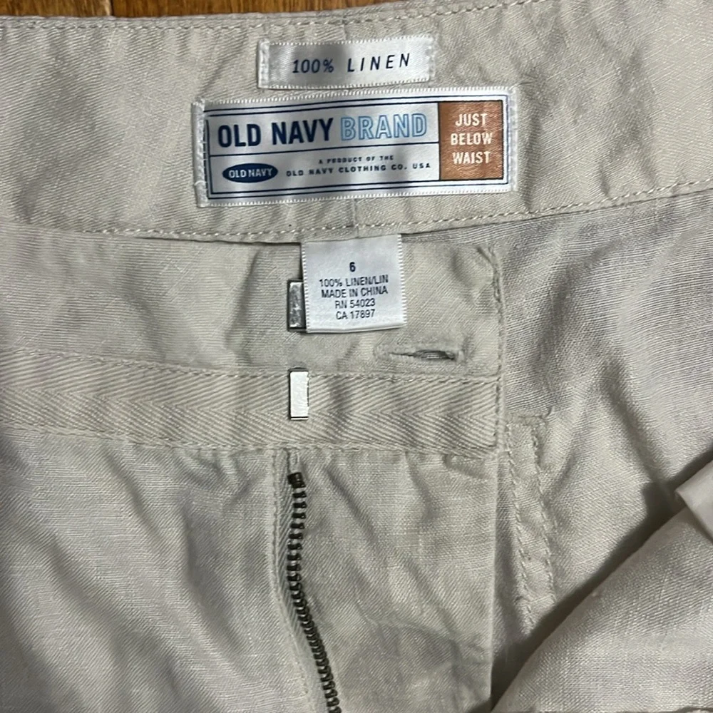Old Navy Linen Blend Capri Pants Size 6 Cream Cropped Resort Coastal Preppy - Picture 4 of 11